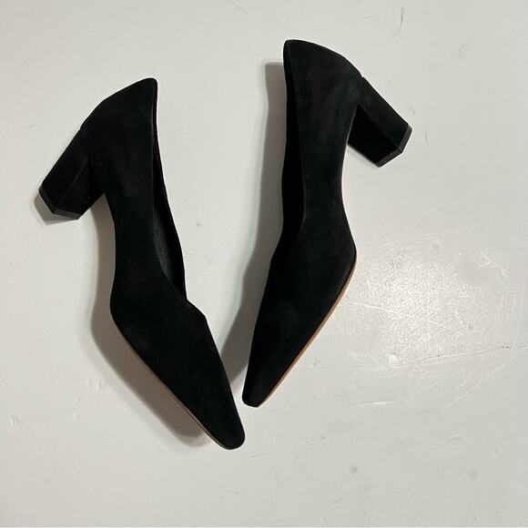 Vince Black Ania Suede Pumps Heel Size 9.5 - Picture 6 of 8